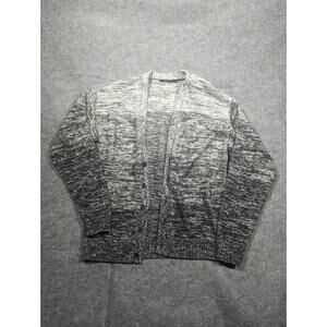 T by ALEXANDER WANG Size M Black White Marbled Cotton Blend Cardigan Sweater